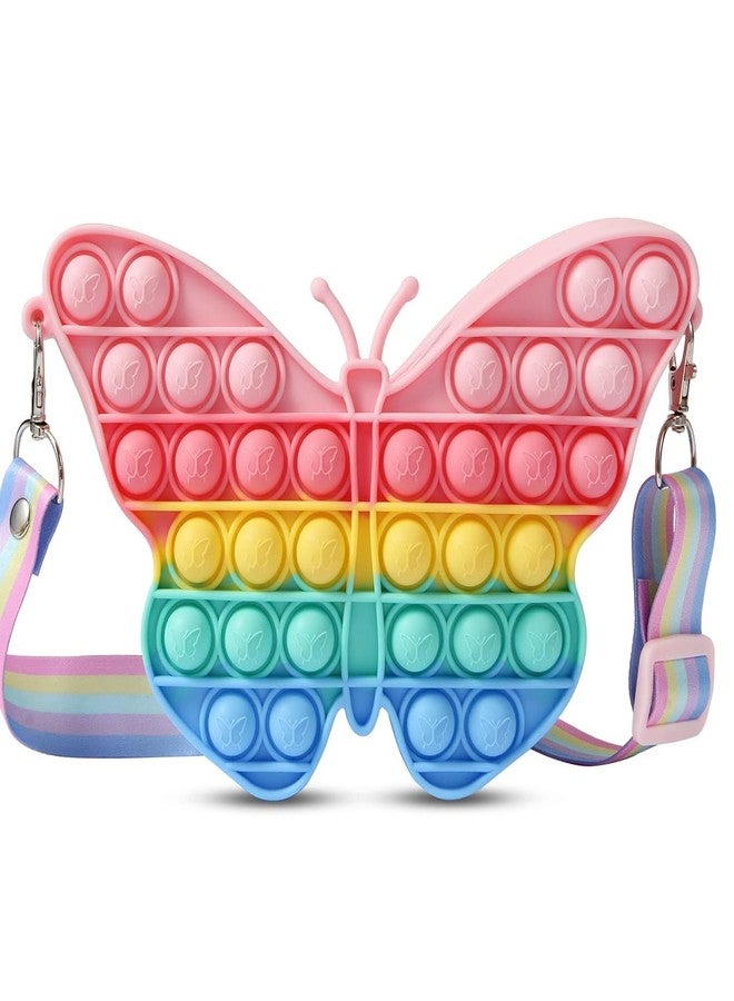 Napp Mall حقيبة NAPP MALL Combo Crossbody Popit للأطفال، حقيبة Popit للبنات، لعبة Pop It Fidget، حقيبة كتف، حقيبة Fidget، ألعاب تخفيف التوتر، حقيبة poppet للأطفال، حقيبة popping للأطفال (فراشة صغيرة وحيد القرن) - Image 3